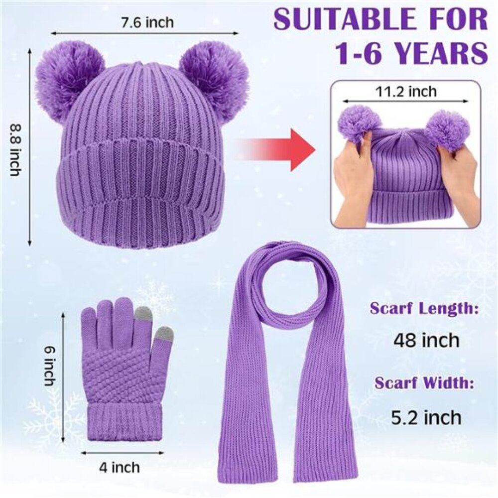 12 Pcs Kids Winter Hat Gloves Scarf Set - Picture 2 of 4